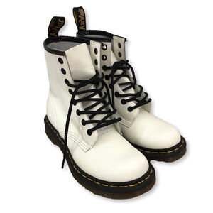Dr Martens 1460 Smooth Leather Lace Up Boots White Size 6